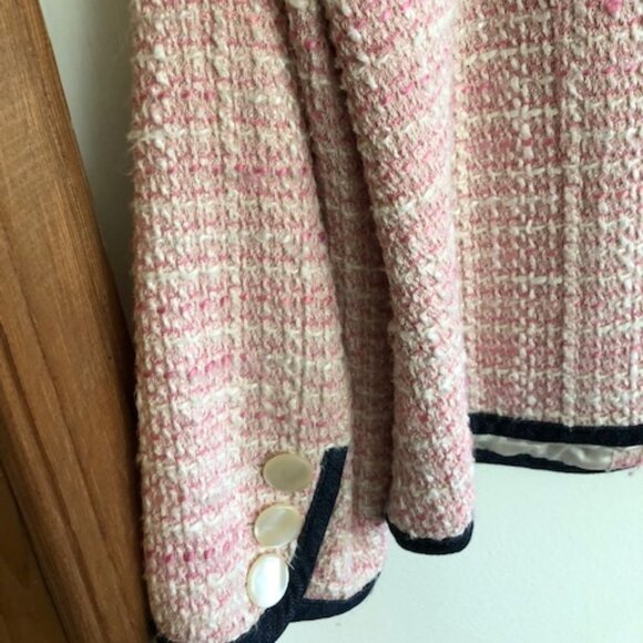 LIZ CLAIBORNE Vintage Nubby Tweed Denim Accent Trim 3/4 Sleeve Jacket … - Picture 11 of 12